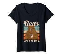 Mujer Bear with Me Amante Animales Osos Pun Oso Camiseta Cuello V