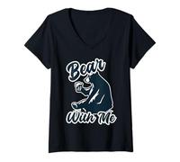 Mujer Bear with Me Animal Pun Bears Amante Camiseta Cuello V