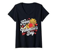Mujer Bearded Dragon Valentine's Day Lover Saint Valentine Camiseta Cuello V