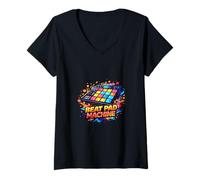 Mujer Beat Pad Machine Productor Musical Rhythm Graphic Camiseta Cuello V