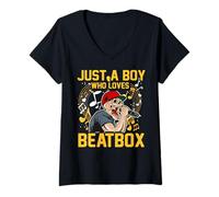Mujer Beatbox Music Old School Rap Micrófono Beatboxer Camiseta Cuello V