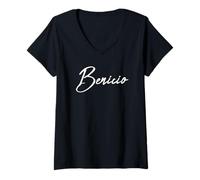 Mujer Beautiful Handwritten Font Benicio Calligraphy Camiseta Cuello V