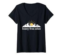 Mujer Beauty from Ashes Christian Bible Verse Religious Scripture Camiseta Cuello V