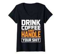 Mujer Bebe café y maneja una Cita Divertida Camiseta Cuello V