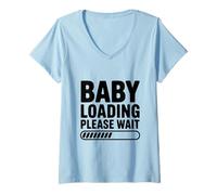 Mujer Bebé Cargando, por Favor Espere Lindo Esperando Mamá Camiseta Cuello V