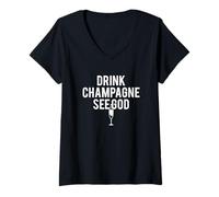 Mujer Beber Champagne Ver a Dios Camiseta Cuello V