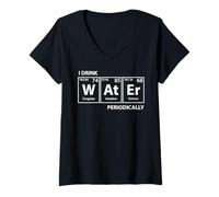 Mujer Bebo Agua periódicamente, Agua (W-At-Er) Ortografía Blanca Camiseta Cuello V