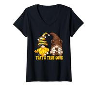 Mujer Bee GNOME True Love Graphic For Mom Funny Honey and Bear Camiseta Cuello V