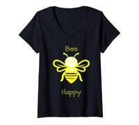 Mujer Bee Happy Cute Smiling Positive Kindness Saying Camiseta Cuello V