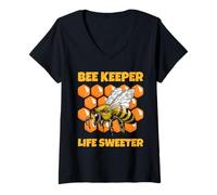 Mujer Bee Keeper Life Motif más Dulce para los apicultores Camiseta Cuello V