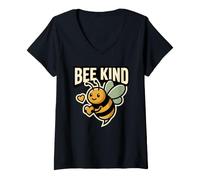 Mujer Bee Kind Enthusiast Matters Love Kindness Cita Positividad Camiseta Cuello V
