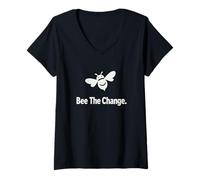 Mujer Bee The Change - Cita inspiradora para activistas Camiseta Cuello V