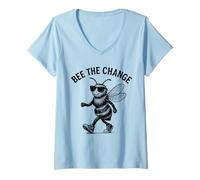 Mujer Bee The Change Cool Gafas de Sol motivacionales Camiseta Cuello V
