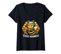 Mujer Beekeeper Bee Honeycomb Funny Beekeeping Gráfico de Apicultura Camiseta Cuello V