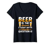 Mujer Beer Is The Answer It Doesn'T Matter Drinking Beer Lover Camiseta Cuello V