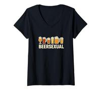 Mujer Beersexual Amante Divertido de la Cerveza, Humor Ale Lager Camiseta Cuello V