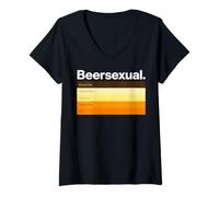 Mujer BeerSexual,Funny Biertrinker Graphic Camiseta Cuello V