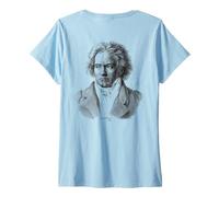 Mujer Beethoven impresión Trasera clásica Compositor de música Piano Camiseta Cuello V