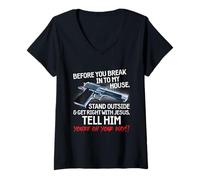 Mujer Before You Break Into My House Stand Outside - 2nd Amendment Camiseta Cuello V