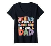 Mujer Behind Every Good Kid Is A Great Dad Crianza Orgullosa - Camiseta Cuello V