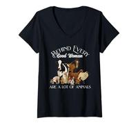 Mujer Behind Every Good Woman Are a Lot of Animals Farm Country Camiseta Cuello V