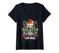 Mujer Being Related To Me Christmas Family Ugly Sweater Pajamas Camiseta Cuello V
