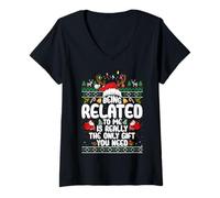Mujer Being Related To Me Christmas Family Ugly Sweater Pajamas Camiseta Cuello V