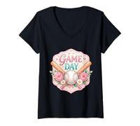 Mujer Béisbol Game Day Fan Lover Jugador Entrenador Espectador Mujer Camiseta Cuello V
