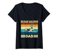 Mujer Belgian Malinois Dad - Pastor Belga Papá Camiseta Cuello V