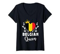 Mujer Belgian Queen Belgium Flag Proud Belgian Woman Camiseta Cuello V