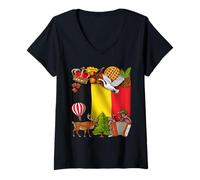 Mujer Bélgica Bandera Belga Patrimonio Belga Orgulloso Belga Camiseta Cuello V