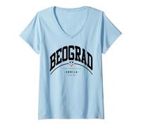 Mujer Belgrado Serbia Capital Vacaciones a Belgrado Regalos Camiseta Cuello V