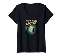 Mujer Believe In The Unseen Paranormal Forest Creature Camiseta Cuello V
