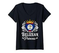 Mujer Belizean Princess Belize Flag Proud Belizean Girl Camiseta Cuello V