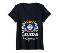 Mujer Belizean Queen Belize Flag Proud Belizean Woman Camiseta Cuello V
