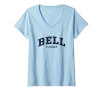 Mujer Bell Florida Vintage Athletic Sports Design Camiseta Cuello V