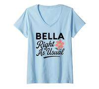 Mujer Bella Flower Nombre Justo como de Costumbre Madre Esposa Novia Camiseta Cuello V