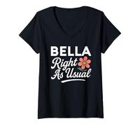 Mujer Bella Flower Nombre Justo como de Costumbre Madre Esposa Novia Niña Camiseta Cuello V