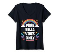 Mujer BELLA Vibes Only Cute Retro Girls BELLA Name Camiseta Cuello V