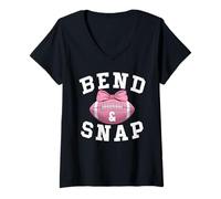 Mujer Bend and Snap Football Game Day Coquette Bow Pink Football Camiseta Cuello V