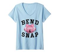 Mujer Bend and Snap Football Game Day Coquette Pink Football Bow Camiseta Cuello V
