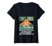 Mujer Bend Oregon Retro-Vintage Montañas y Cerveza para los amantes de la naturaleza Camiseta Cuello V