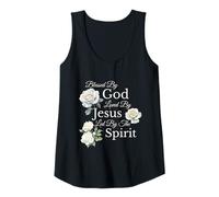 Mujer Bendecido por Dios, amado por Jesús, rosa, floral, religiosa Camiseta sin Mangas