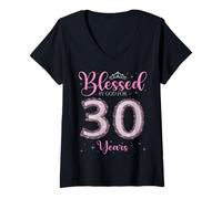 Mujer Bendecido por Dios para Personas de 30 años, 30 cumpleaños, 30 cumpleaños Camiseta Cuello V