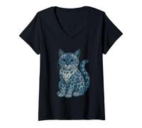 Mujer Bengal Cat Retro Denim for Cat Lovers Camiseta Cuello V