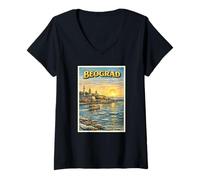 Mujer Beograd City Belgrado Serbia Belgrado Regalo Turístico Camiseta Cuello V