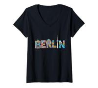 Mujer Berlin City Name Travel Souvenir - Regalo turístico Camiseta Cuello V