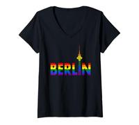 Mujer Berlin Design - Oso de Berlín - I Love Berlin - Orgullo Gay Camiseta Cuello V