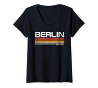 Mujer Berlín Retro Design Berlin Souvenir Capital Alemana Camiseta Cuello V