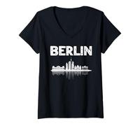 Mujer Berlin Skyline Apparel Berlin Tourist Souvenir Camiseta Cuello V